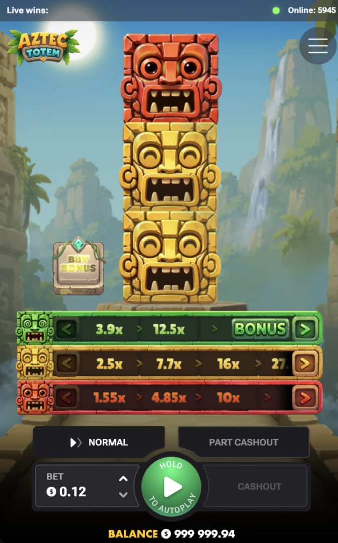 Aztec Totem ilmainen demo, rahapeli, sovellus ja kasino – kolme polkua pystysuorassa mobiilinäkymässä